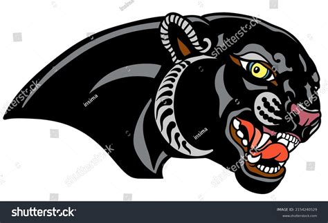 Head Roaring Panther Aggressive Black Leopard Stock Vector Royalty