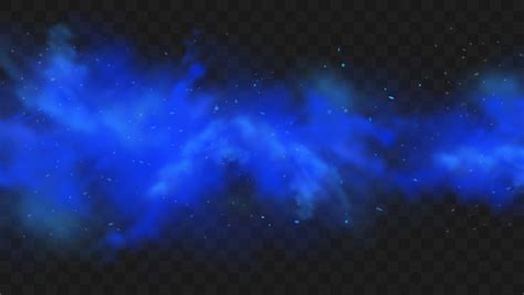 Blue Smoke Isolated On Dark Transparent Background Realistic Blue Magic