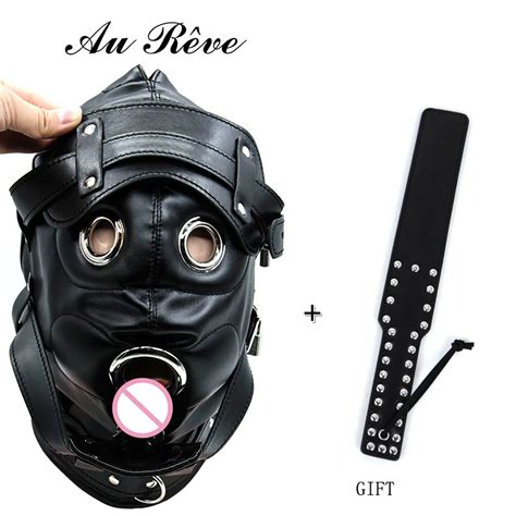 Buy Restraint Slave Mask Leather Bondage Sex Products Open Mouth Gag Fetish