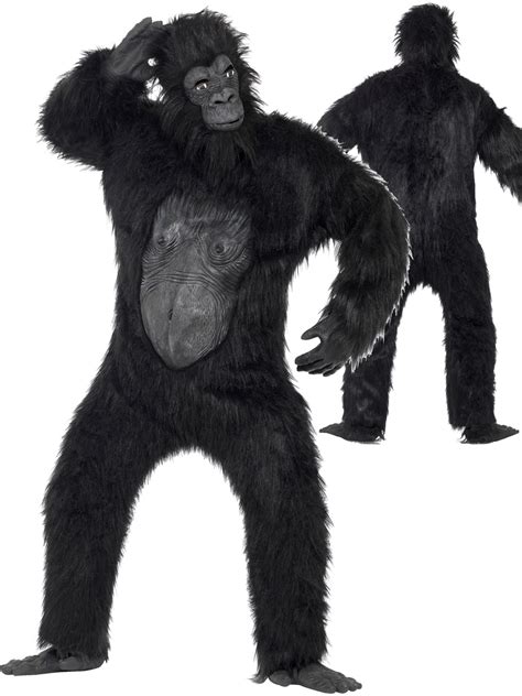 Mens Deluxe Gorilla Costume Adult Monkey Halloween Fancy Dress Costume
