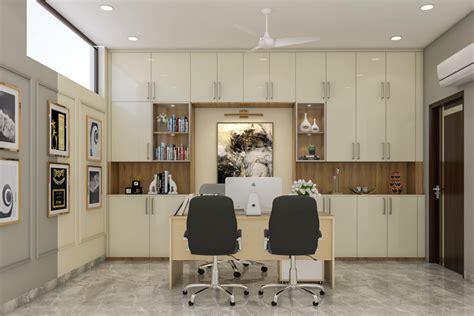 Contemporary Home Office Design With Cupboard Livspace