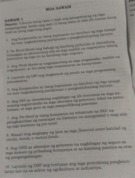 MGA GAWAINPanuto Tukuyin Kung Tama O Mali Ang Ipinapahayag Ng Mga