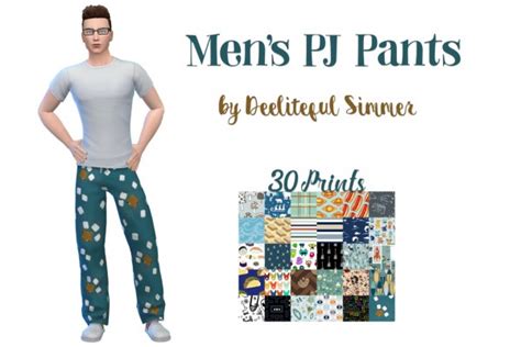 Deelitefulsimmer Men`s Pajamas Pants • Sims 4 Downloads