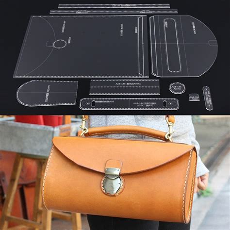 donyamy 1set leather craft women fashion handbag sewing pattern hard acrylic stencil template