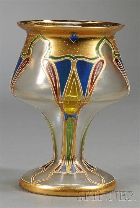 Vases Home Decor Art Nouveau Enameled Art Glass Vase Enameled Glass
