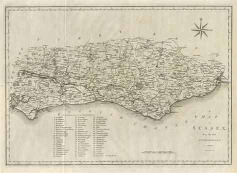 A Map Of Sussex From The Best Authorities County Map Cary Old