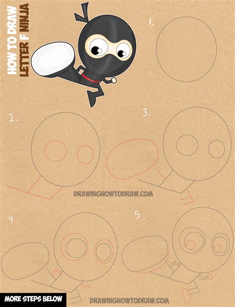 How To Draw Cartoon Ninjas With The Letter F Easy Drawing Tutorial