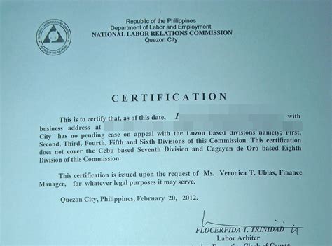 Certificate Of No Pending Administrative Case Sample Certify Letter