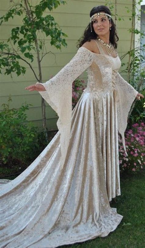 Items Similar To Medieval Velvet And Lace Gown With Train Custom Size