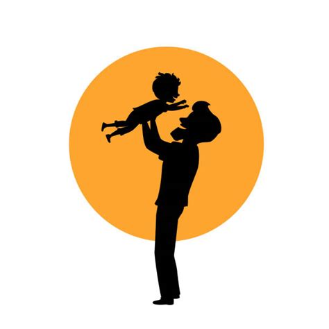 African American Father And Son Silhouette