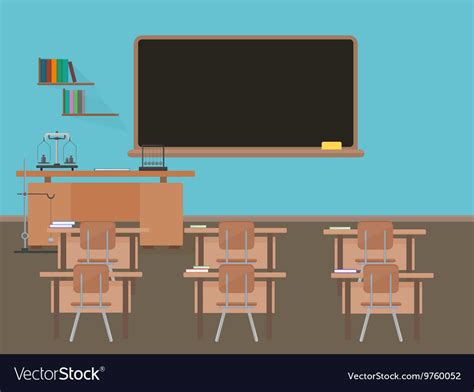 Empty School Classroom With Blackdesk Pupils Vector Image