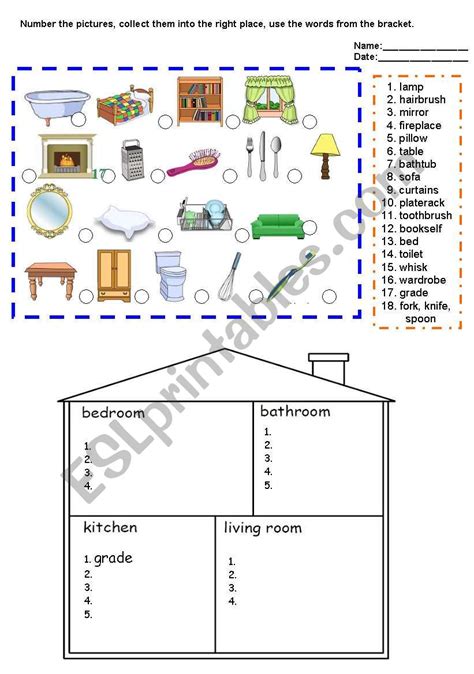 Rooms And Furniture In The House Esl Worksheet By Beucici17