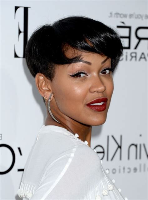 Meagan Good Modern Short Straight Haircut With Bangs For Black Hair