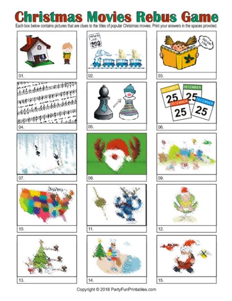 The question and answer christmas riddles are fun and motivational reading tools! Printable Christmas Rebus Game: Christmas Movie Picture ...