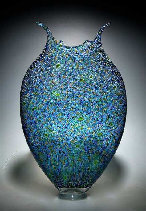 Jade Cerulean And Gold Foglio By David Patchen Art Glass Vessel Artful Home Glass Vessel