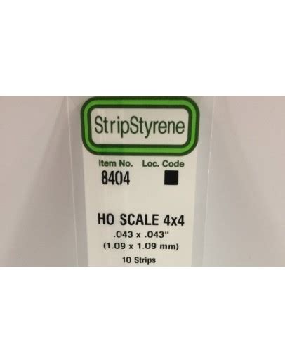 Evergreen Plastic Materials 8404 Opaque White Polystyrene Ho Scale Strip 4 X 4 043 X