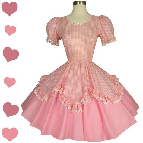 Vintage Pink Gingham Square Dance Dress S 8500 Square Dance