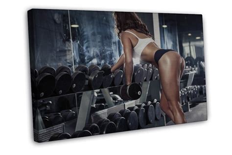 sexy girl bodybuilding motivational art 20x16 inch framed canvas print decor