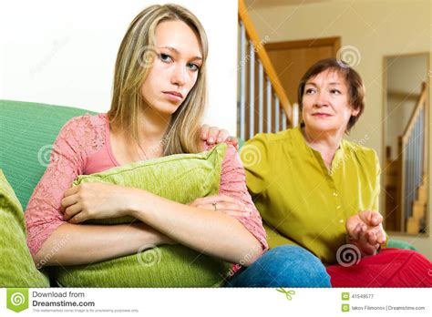 Mother Talking To A Sad Daughter Stock Image Image Of Casual