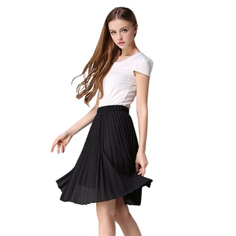 Women Elegant Stretch Pleated Skirt Tulle Skirt Chiffon Flared Midi