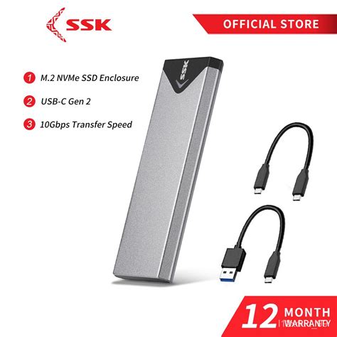 SSK Aluminum M 2 NVME SSD Enclosure USB 3 1 Gen 2 10Gbps To NVMe PCI E