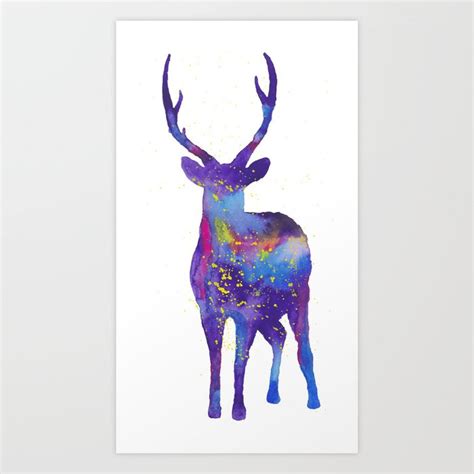 Watercolour Galaxy Deer Art Print By Indigo By Steph Society6