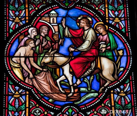 Wall Mural Jesus On Palm Sunday Stained Glass Window Pixersus
