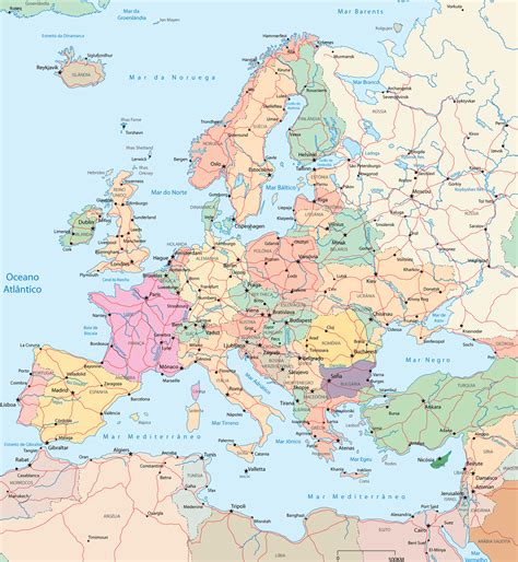 Mapa Pol Tico Da Europa Mapas Geogr Ficos Dos Pa Ses