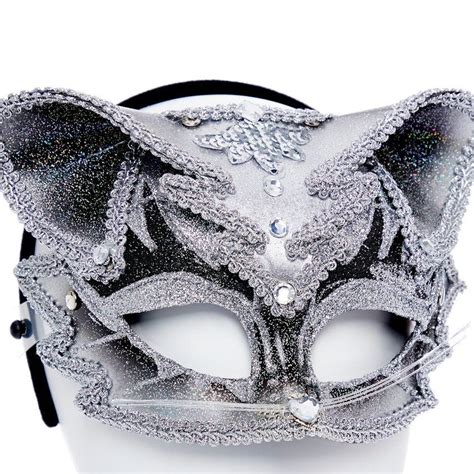 Silver And Black Jewelled Cat Masquerade Mask Party Delights