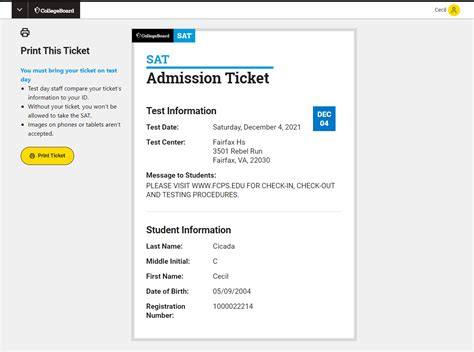 How To Print Your Sat Admission Ticket College Board Blog