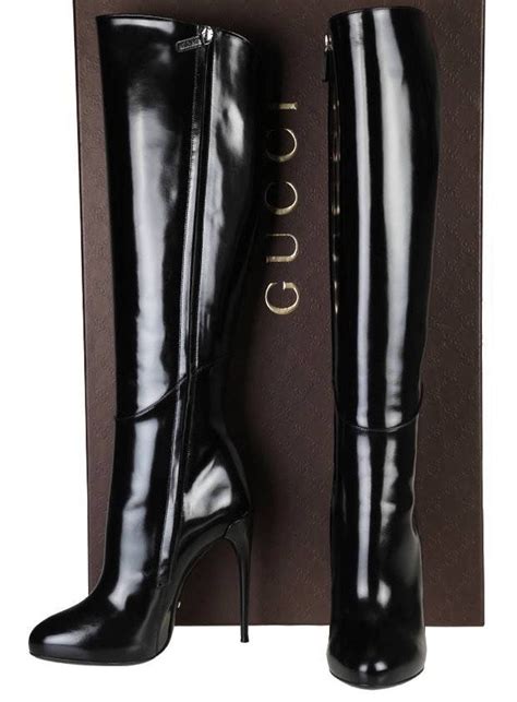 New Gucci Kim Platform Knee High Stiletto Heel Black Boots At 1stdibs