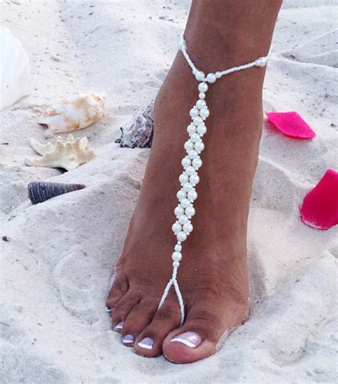 pearl barefoot sandals bridal barefoot sandals beach wedding barefoot sandal bridal foot