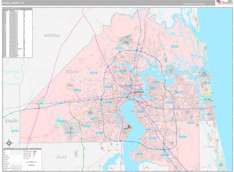 Duval County Fl Wall Map Premium Style By Marketmaps Mapsales