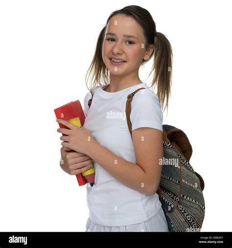 Smiling Happy Attractive Young Schoolgirl Stock Photo Alamy