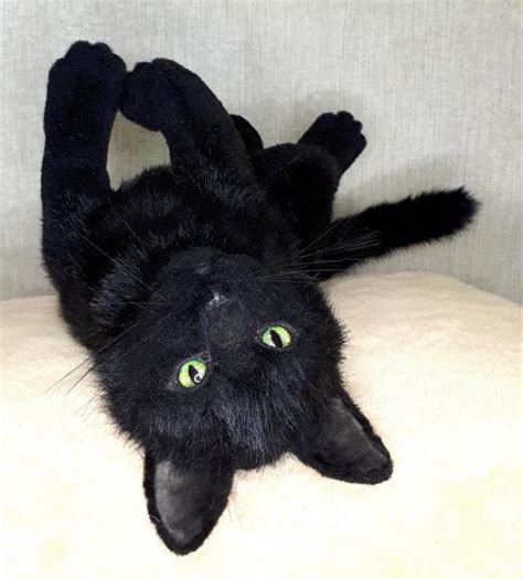 Realistic Toy Black Cat Plush Cat Collectible Toy By Galina Zharkova