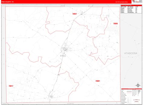Frio County Tx Zip Code Wall Map Red Line Style By Marketmaps