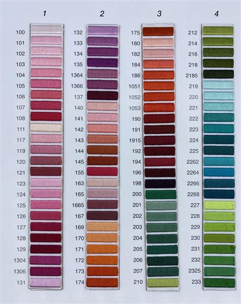 Thread Color Chart Hsin Ruey Embroidery