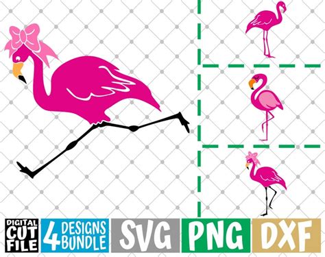 4x Funny Flamingo Designs Bundle Svg Bird Svg Running Etsy