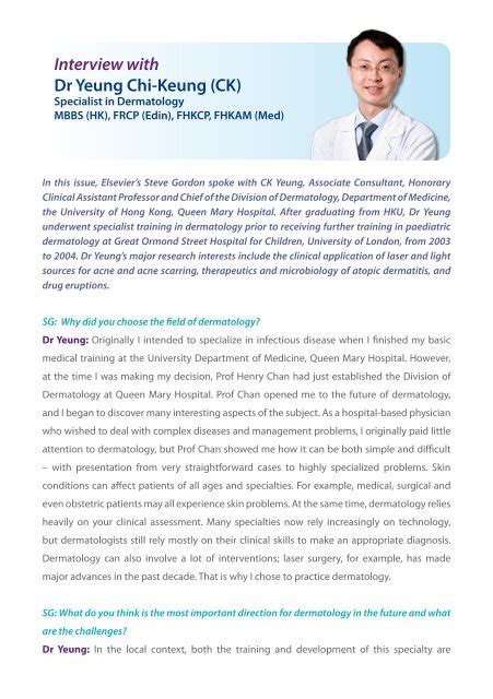 Interview With Dr Yeung Chi Keung Ck Dermatology E Alert