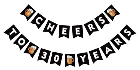Buy Cheers To 30 Years Banner 30th Anniversary Bunting 30th Birthday