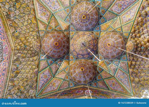 Persian Pattern Ceiling Mosaic Tiles At Nasir Al Mulk Mosque Iran