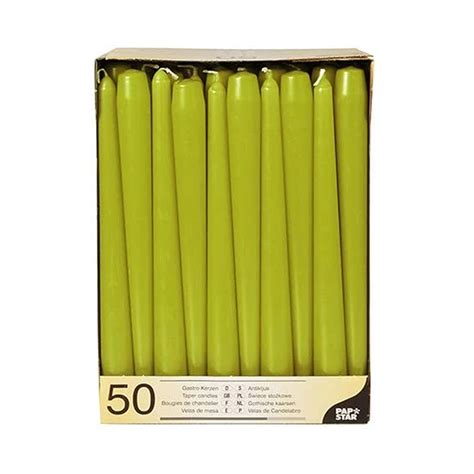 Dropshipping 50 Pcs Tall Taper Candles Unscented Candle 250mm Green