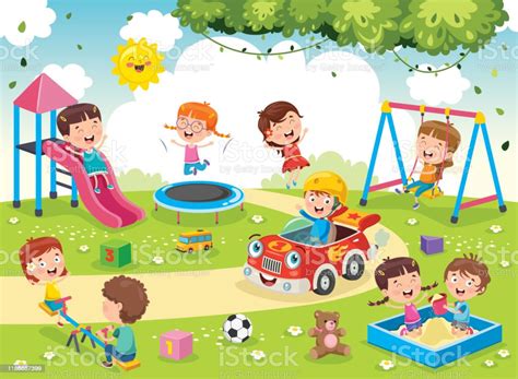 Children Playing In The Park Stock Illustration Download Image Now