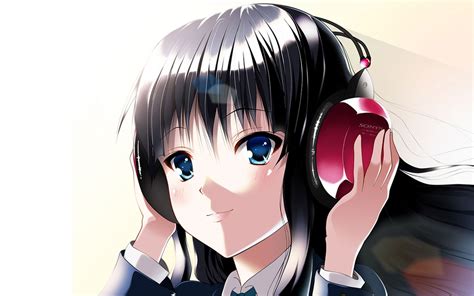 Wallpaper Anime Cartoon Black Hair Headphones Mouth K On