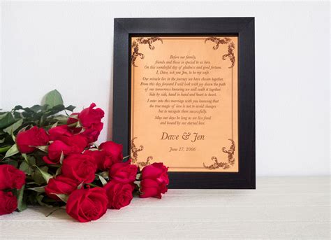 Wedding Vows Engraved Leather Leather Anniversary T 3rd Anniversary
