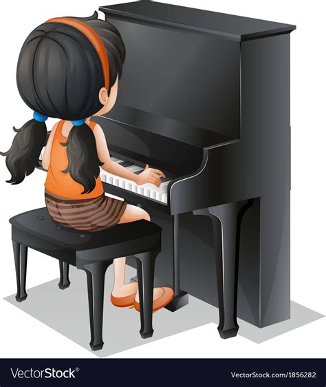A Young Girl Playing With The Piano Royalty Free Vector