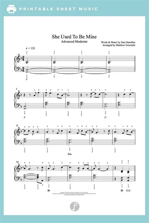 she used to be mine by sara bareilles piano sheet music advanced level sheet music piano