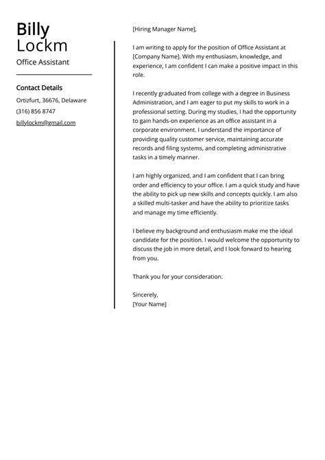 Office Assistant Cover Letter Job Description Sample And Guide