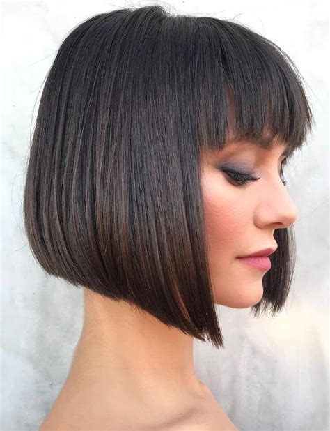 14 Sensational Straight Hairstyles For Thick Hair Short Bobs With Bangs