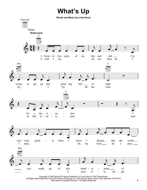 What S Up Sheet Music By Non Blondes Ukulele